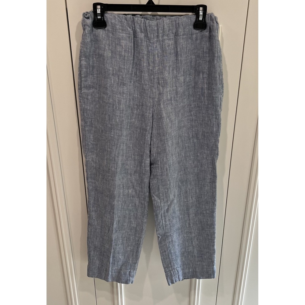 Crown Linen Designs Linen Pull On Pants Blue‎ Coastal Beach Boho
